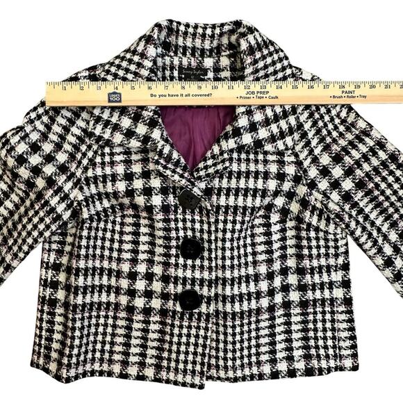 Sunny Taylor Women's Houndstooth Short Jacket‎ Black Size 12 Casual - Picture 5 of 8